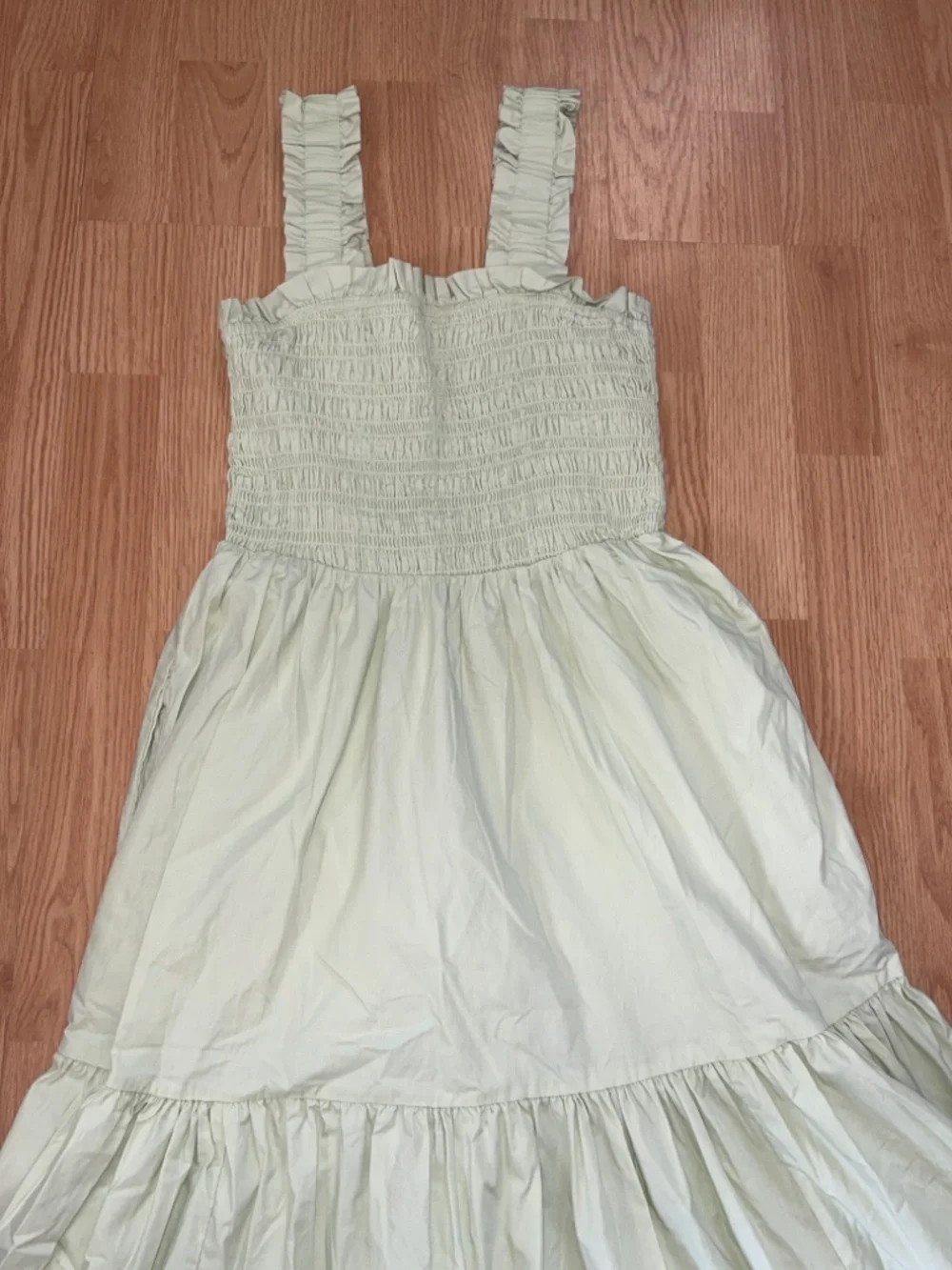 Abercrombie & Fitch Light Green Smocked Sleeveless Tiered Maxi Dress Size Medium - Picture 7 of 15